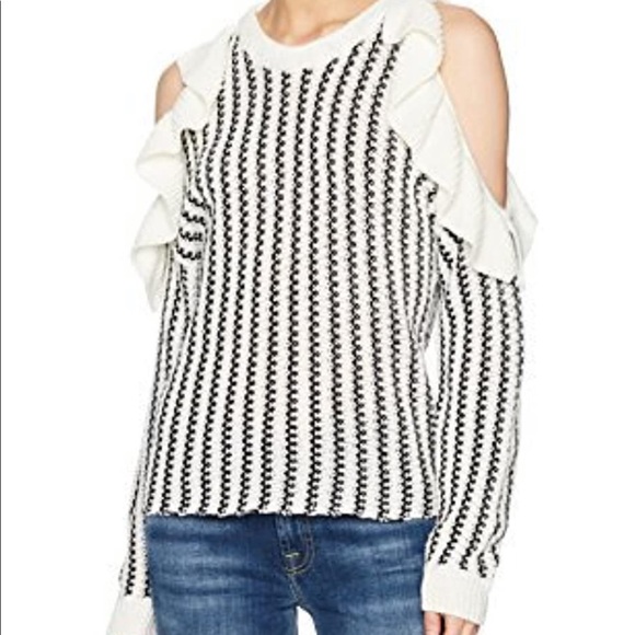 Moon River Cold Shoulder Ruffle Sweater - Picture 7 of 7